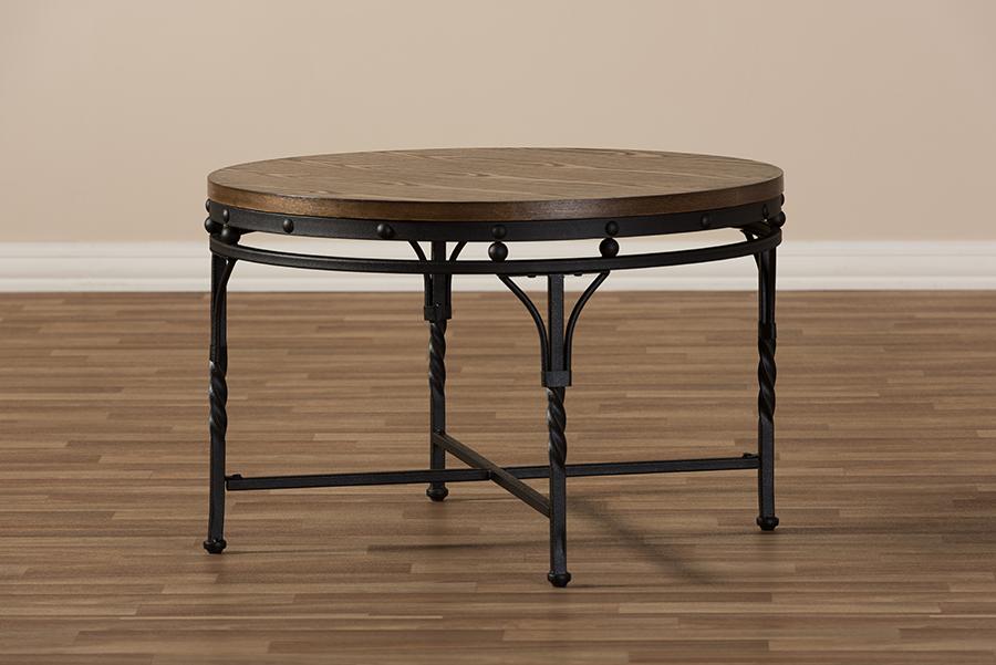 Baxton Studio Austin Vintage Industrial Antique Bronze Round Coffee Cocktail Occasional Table