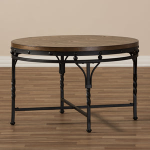 Baxton Studio Austin Vintage Industrial Antique Bronze Round Coffee Cocktail Occasional Table