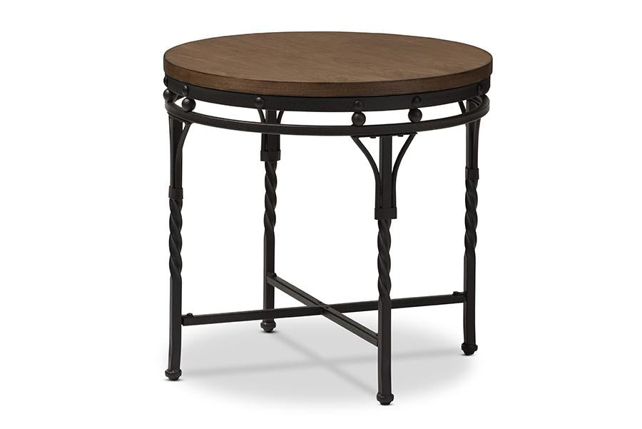 Baxton Studio Austin Vintage Industrial Antique Bronze Round End Table