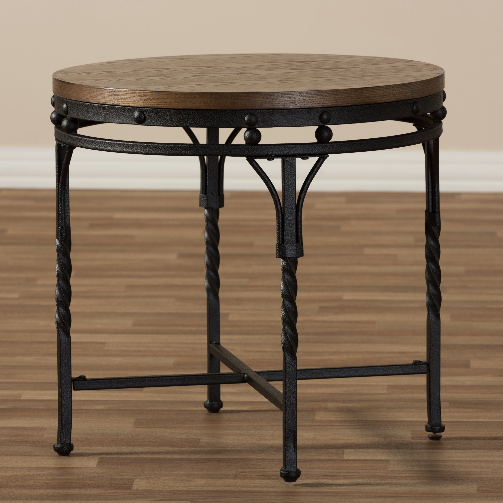 Baxton Studio Austin Vintage Industrial Antique Bronze Round End Table