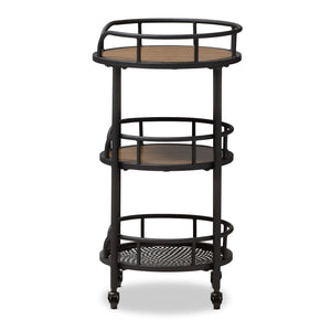 Baxton Studio Bristol Rustic Industrial Style Metal and Wood Mobile Serving Cart