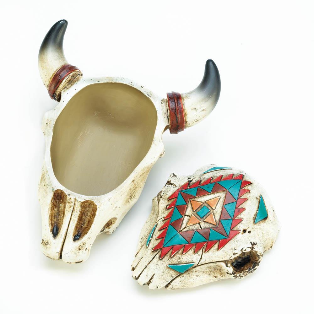 Aztec Ox Skull Trinket Box - UNQFurniture