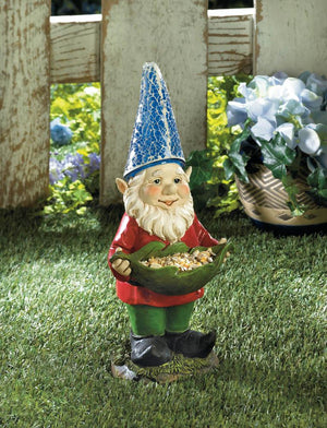 Bird Feeder Gnome Solar Garden Statue - UNQFurniture