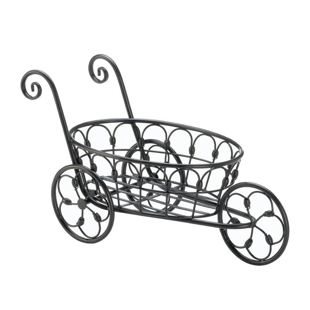 Black Iron Flower Cart - UNQFurniture