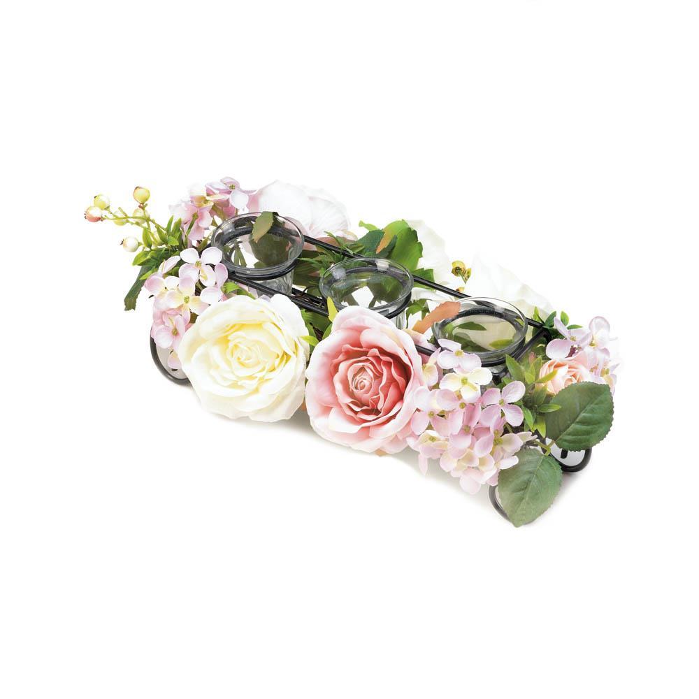 Blooming Faux Floral Candle Holder - UNQFurniture