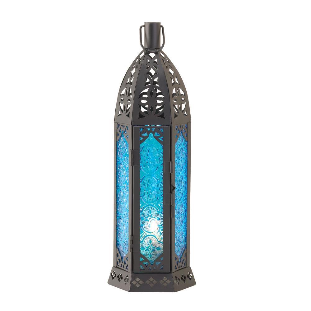 Blue Floret Candle Lantern - UNQFurniture