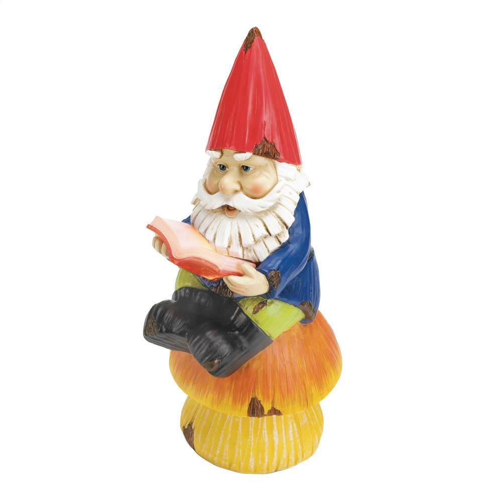 Bookworm Gnome Solar Statue - UNQFurniture