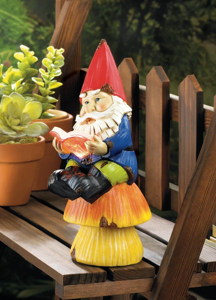 Bookworm Gnome Solar Statue - UNQFurniture