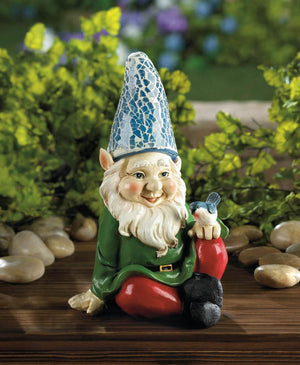 Cheery Gnome Solar Garden Statue - UNQFurniture