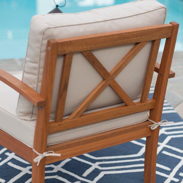 Brighton Outdoor Wood Deep Seating Chat Set