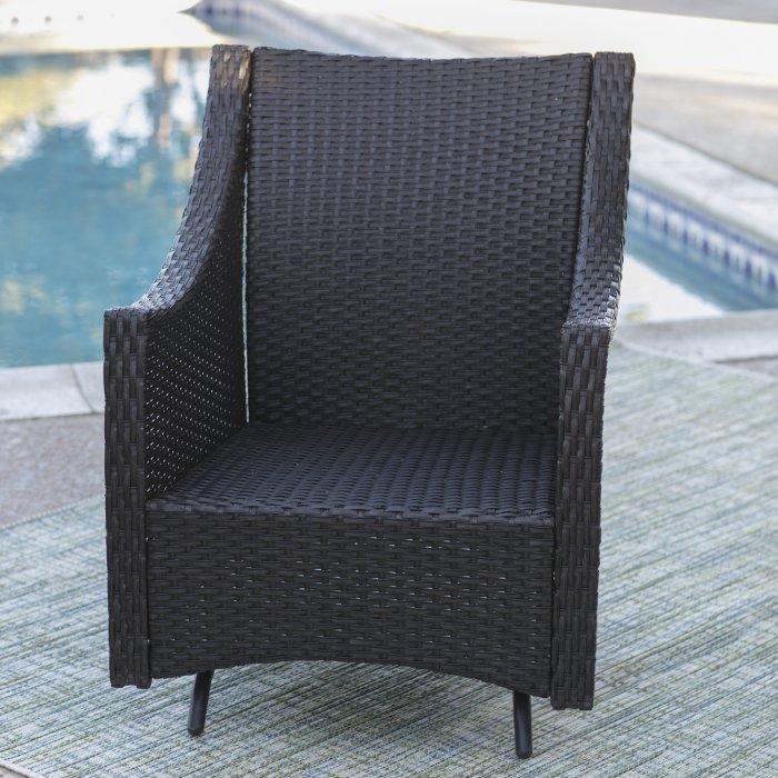 Lindau All Weather Wicker Glider Chairs with Side Table - Dark Brown