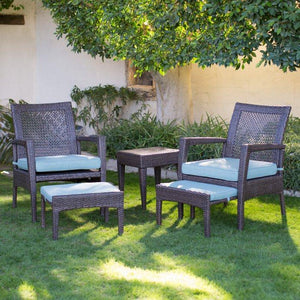 Brisbane All Weather Wicker 5 Piece Patio Chat Set