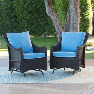 Lindau All Weather Wicker Glider Chairs with Side Table - Dark Brown