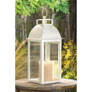 Distressed Ivory Candle Lantern - UNQFurniture