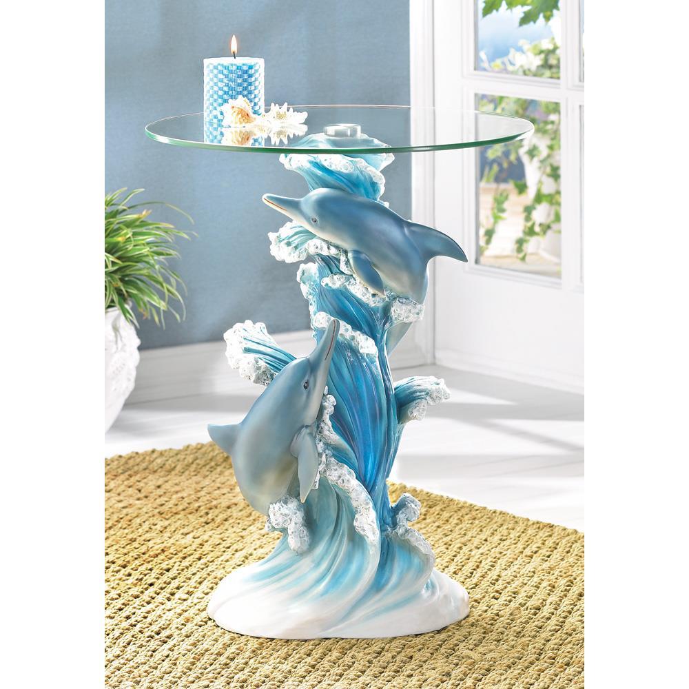 Playful Dolphins Accent Table - UNQFurniture