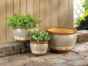 Earth-Tone Trim Planter Trio - UNQFurniture