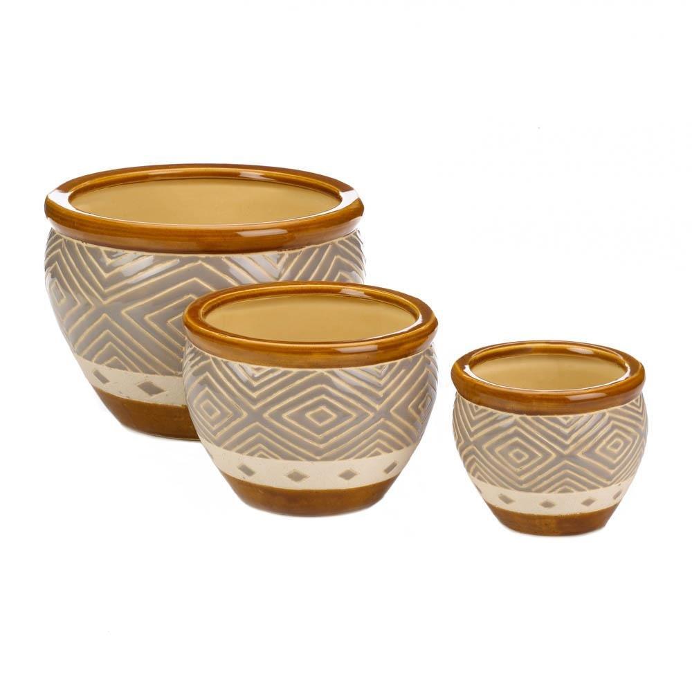 Earth-Tone Trim Planter Trio - UNQFurniture