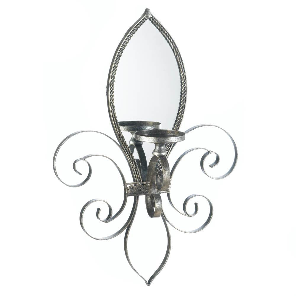 Fleur-De-Lis Mirrored Wall Sconce - UNQFurniture