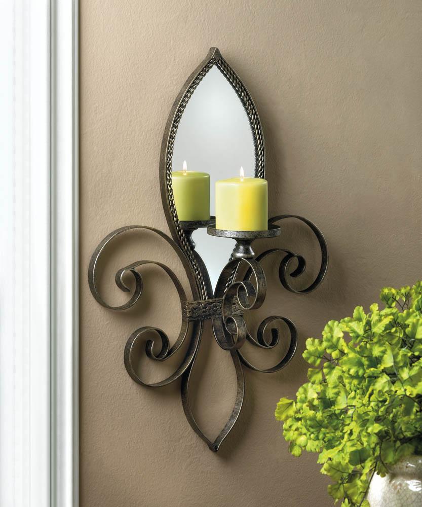 Fleur-De-Lis Mirrored Wall Sconce - UNQFurniture