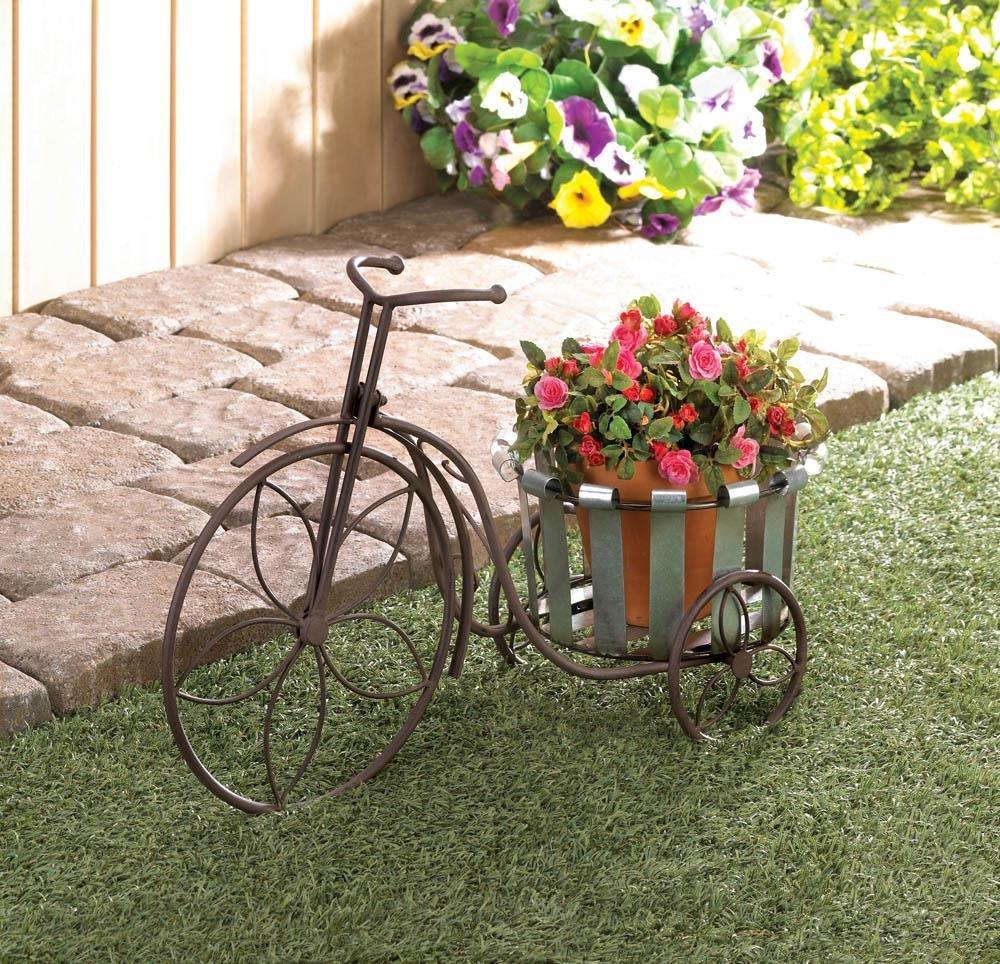 Galvanized Bucket Bike Plant Stand - UNQFurniture