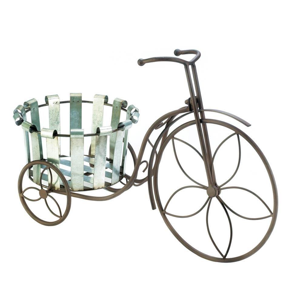 Galvanized Bucket Bike Plant Stand - UNQFurniture