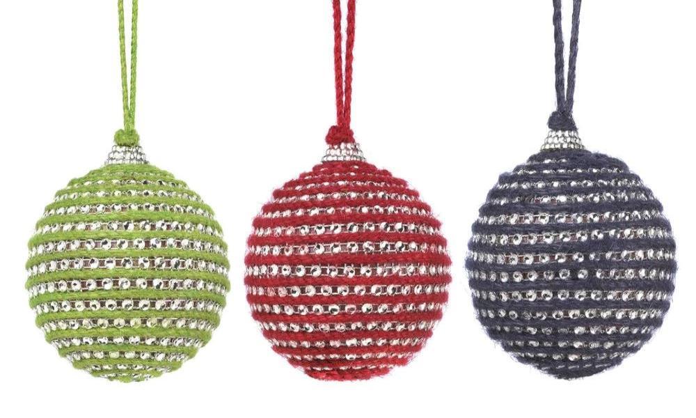 Holiday Jute Ball Ornament Trio - UNQFurniture