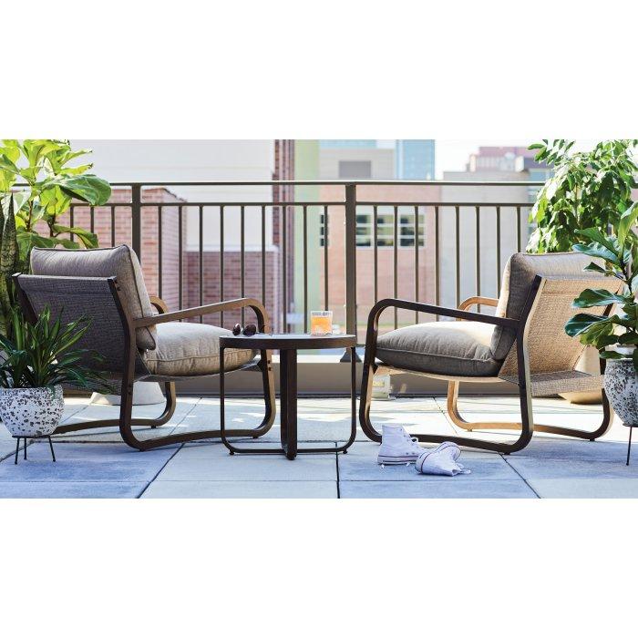 Glam Merida 3pc Outdoor Lounge Chat Set - Wood Look