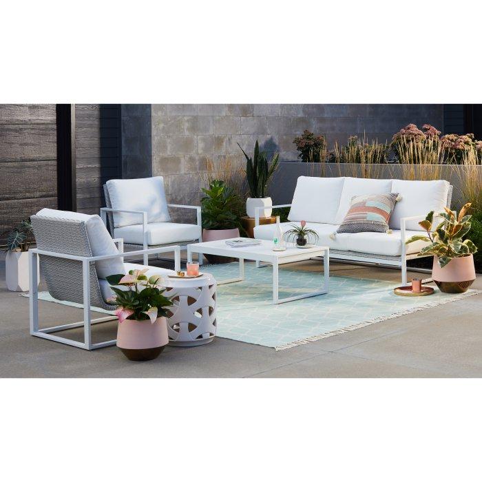 Glam Ava 4pc Aluminum Sunbrella Cushioned Conversation Set