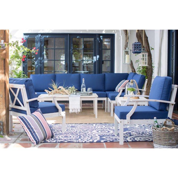 Brighton Beach Wood Deep Seating Sectional Conversation Set