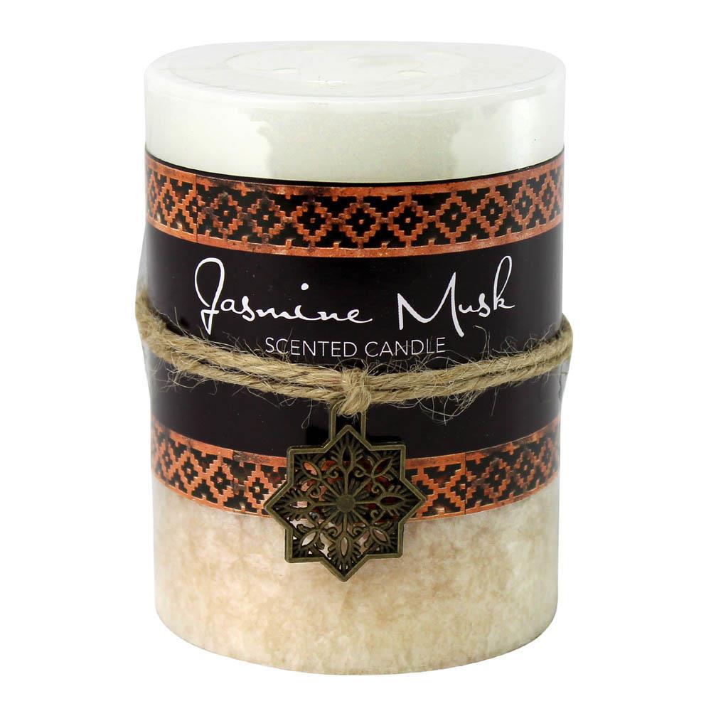 Jasmine Musk Moroccan Pillar Candle 3X4 - UNQFurniture