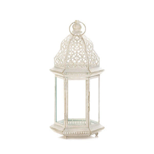 Large Distressed White Lantern - UNQFurniture