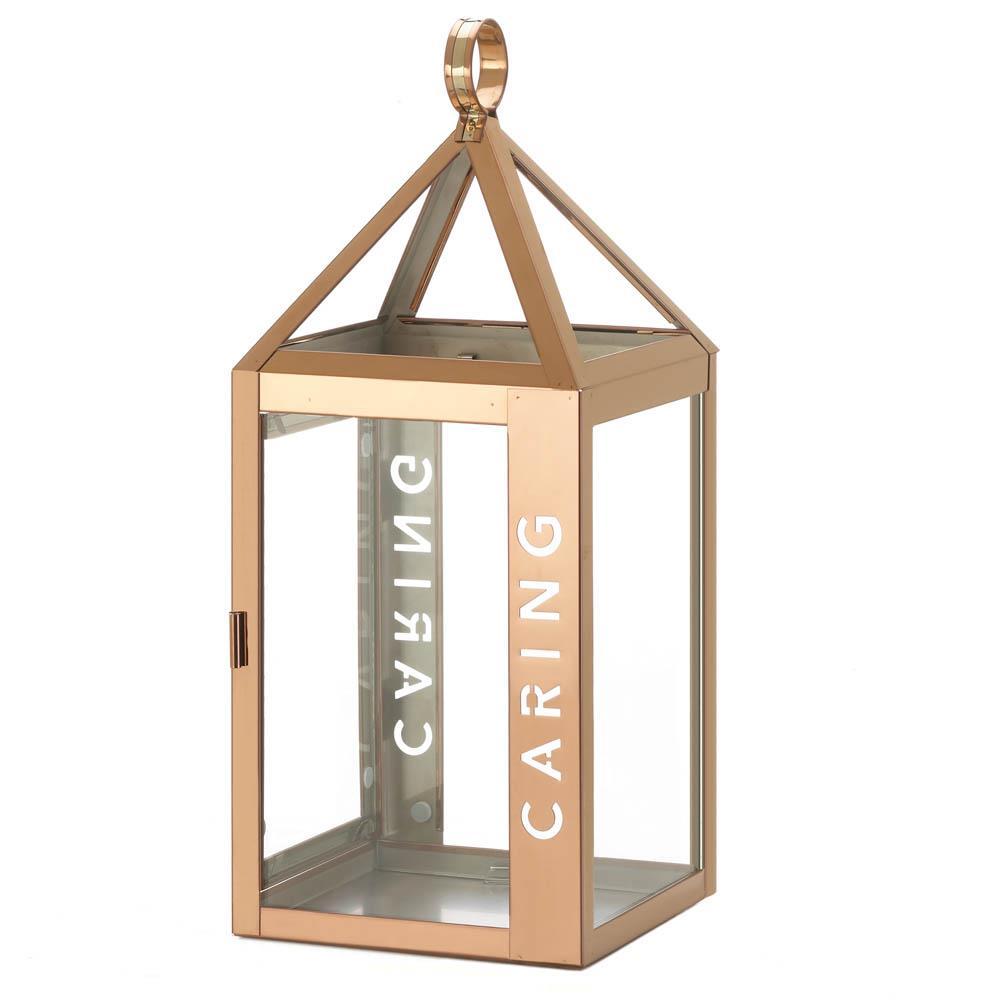 Large Rose Metal Caring Lantern - UNQFurniture