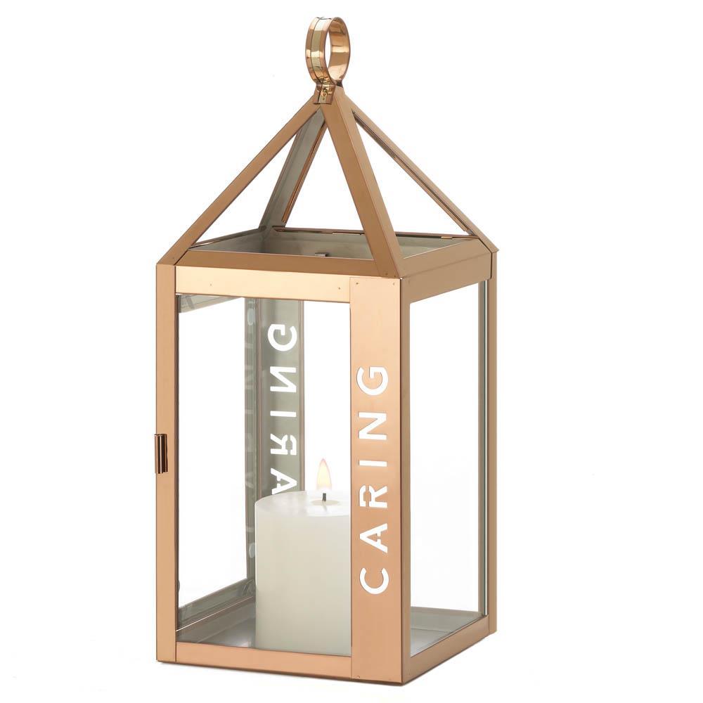 Large Rose Metal Caring Lantern - UNQFurniture