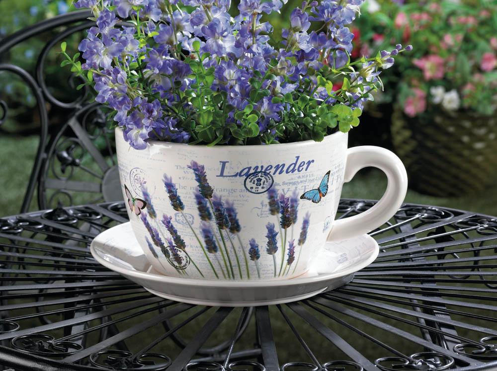 Lavender Fields Teacup Planter - UNQFurniture