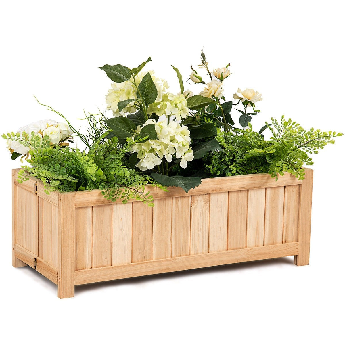 Patio Lawn Folding Garden Rectangle Wood Portable Planter Box