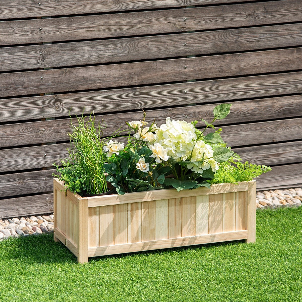 Patio Lawn Folding Garden Rectangle Wood Portable Planter Box