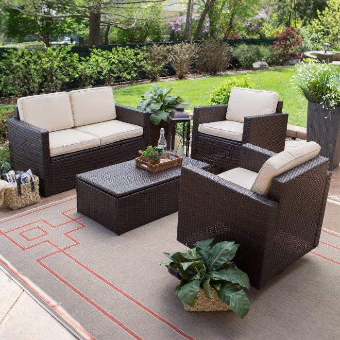 Berea Wicker 4 Piece Conversation Set with Storage