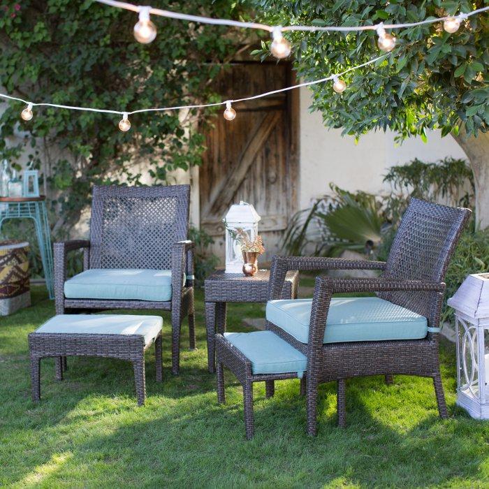 Brisbane All Weather Wicker 5 Piece Patio Chat Set