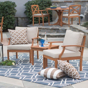 Brighton Outdoor Wood Deep Seating Chat Set