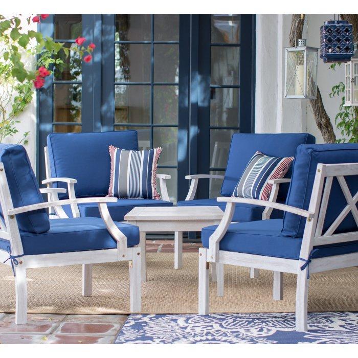 Brighton Beach Wood 5 Piece Deep Seating Conversation Set