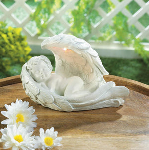 Peaceful Solar Cherub Figurine - UNQFurniture