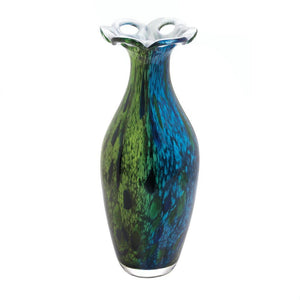 Peacock Bloom Art Glass Vase - UNQFurniture