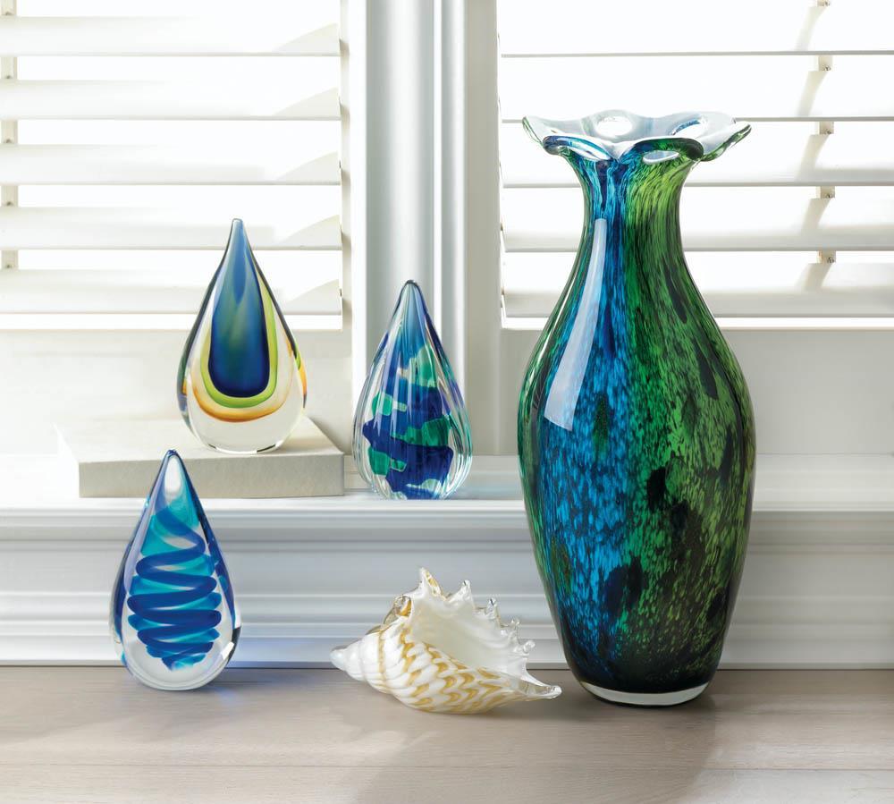 Peacock Bloom Art Glass Vase - UNQFurniture