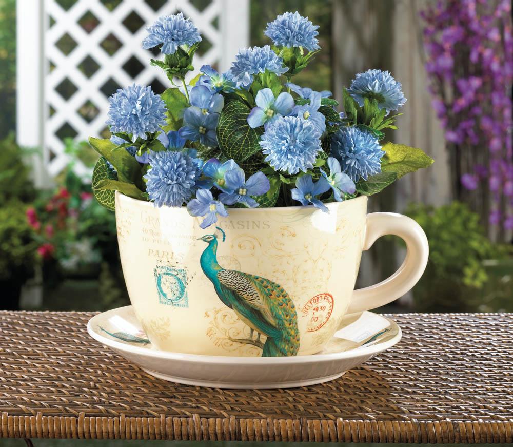 Peacock Teacup Planter - UNQFurniture