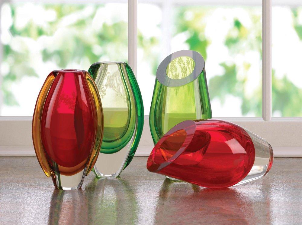 Red Cut Glass Vase - UNQFurniture