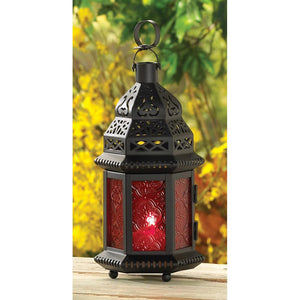 Red Glass Moroccan Lantern - UNQFurniture