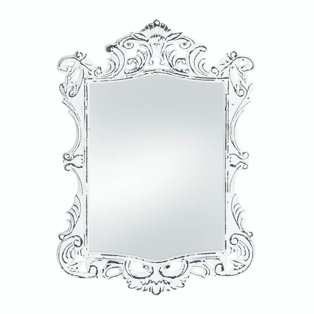 Regal White Distressed Wall Mirror - UNQFurniture