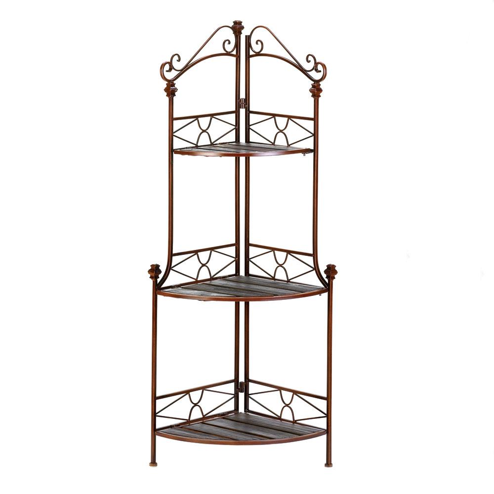 Rustic Corner Bakers Rack - UNQFurniture