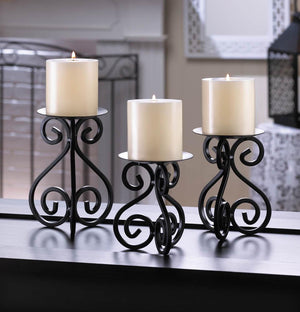 Scrollwork Candle Holders Stand Trio - UNQFurniture