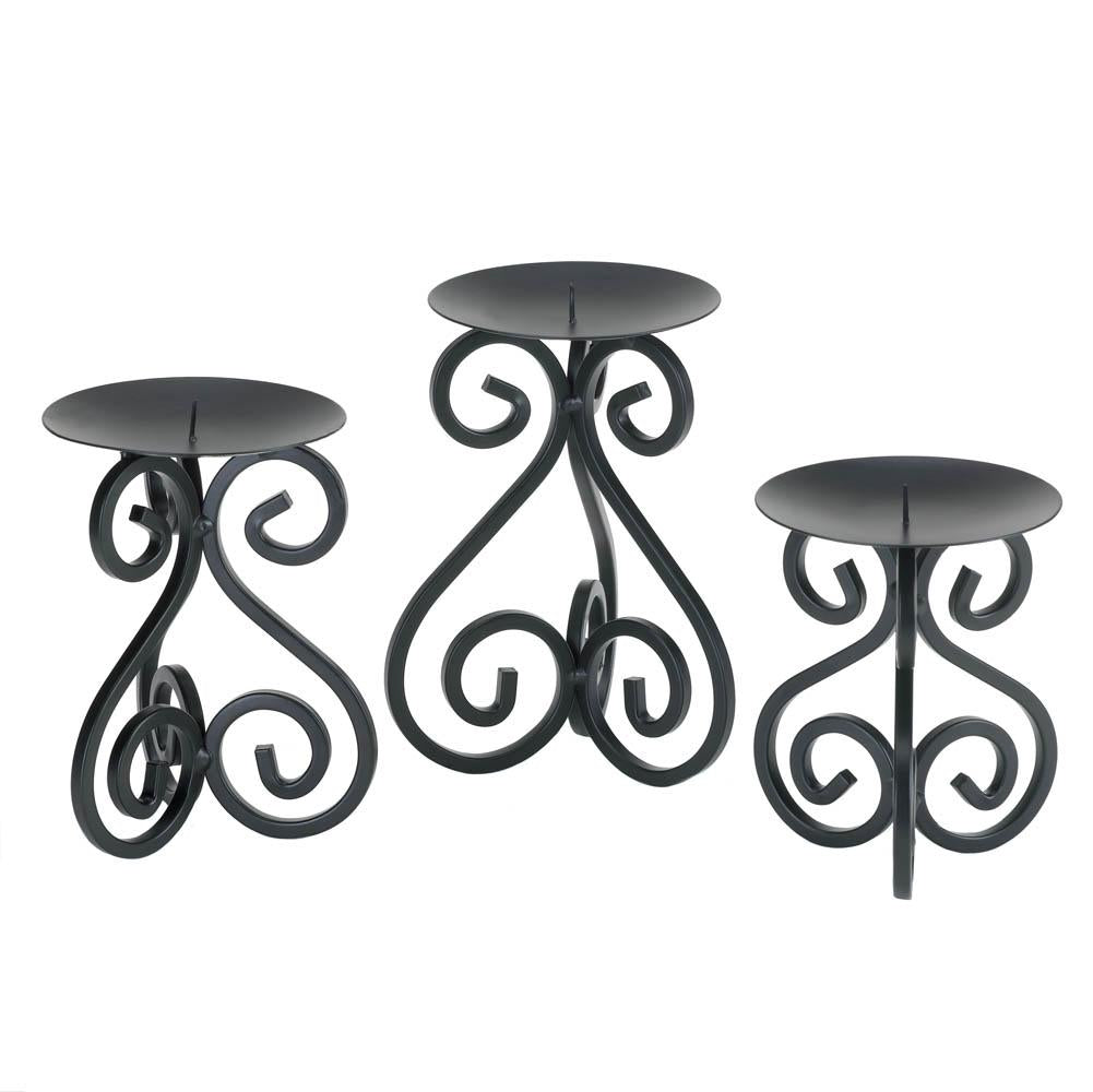 Scrollwork Candle Holders Stand Trio - UNQFurniture